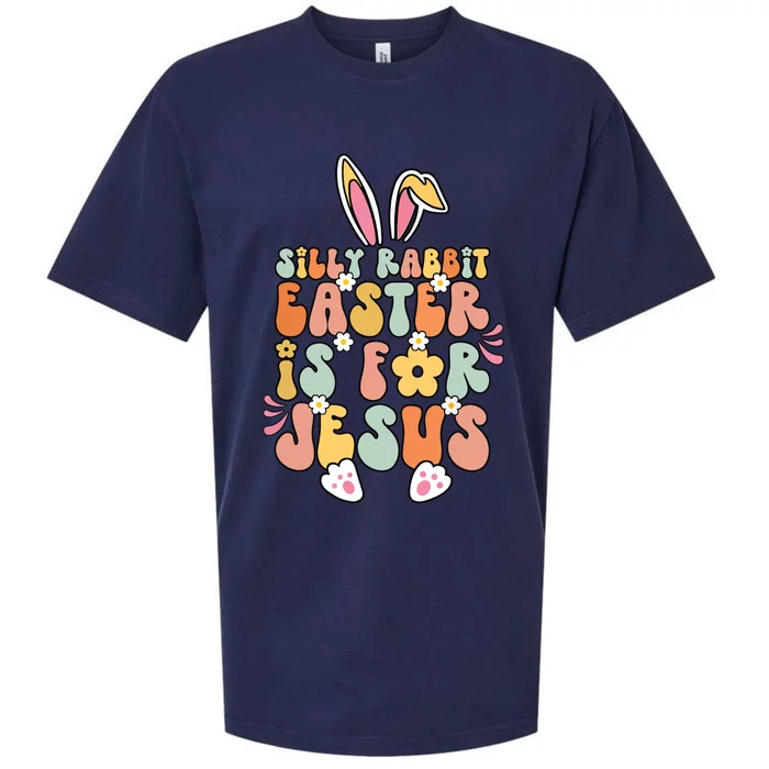 Silly Rabbit Easter Is For Jesus Christian Religious Groovy Sueded Cloud Jersey T-Shirt