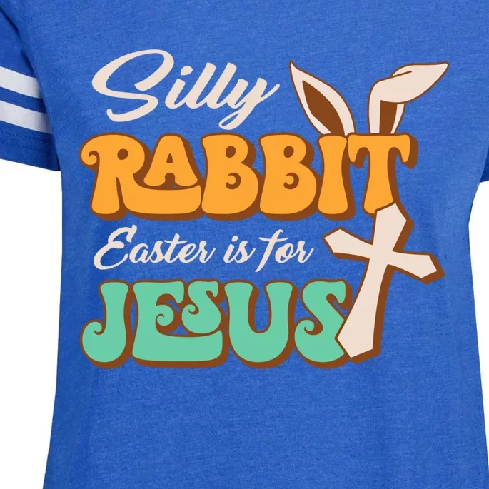 Silly Rabbit Easter Is For Jesus Retro Groovy Christian Gift Enza Ladies Jersey Football T-Shirt