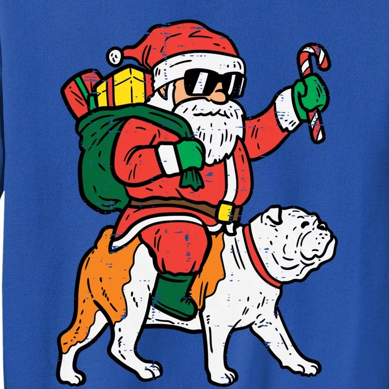 Santa Riding English Bulldog Christmas Pjs Xmas Pajamas Great Gift Tall Sweatshirt