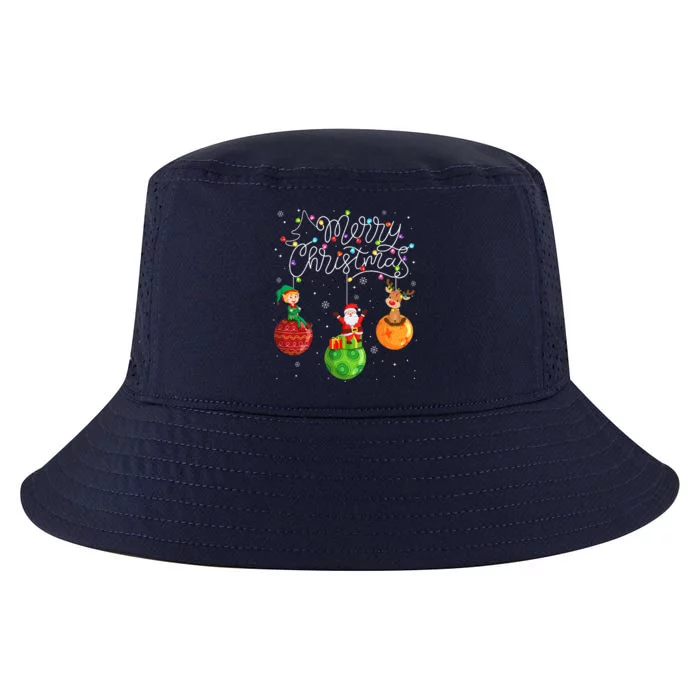 Santa Reindeer Elf Merry Christmas Lights Ornaments Balls Cool Comfort Performance Bucket Hat