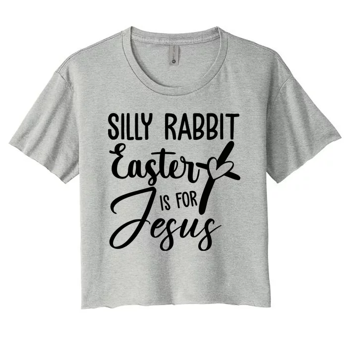 Silly Rabbit Easter Is For Jesus Cross Women's Crop Top Tee