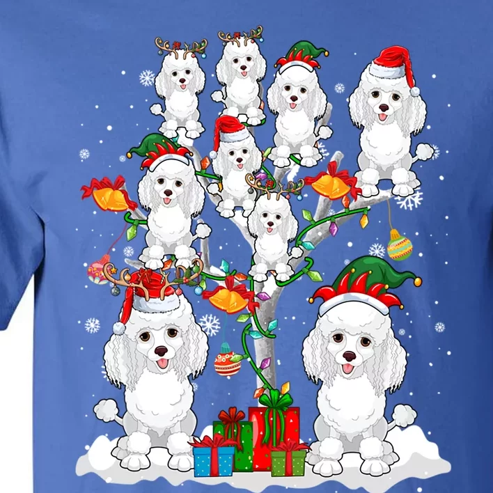 Santa Reindeer Elf Poodles On Christmas Tree Matching Owner Gift Tall T-Shirt