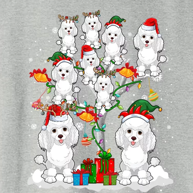 Santa Reindeer Elf Poodles On Christmas Tree Matching Owner Gift Women's Crop Top Tee