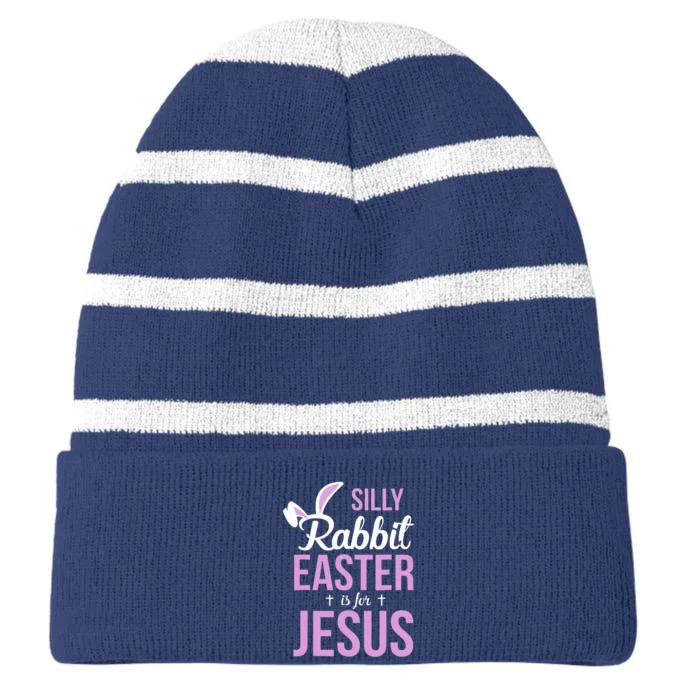 Silly Rabbit Easter Is For Jesus Striped Beanie with Solid Band