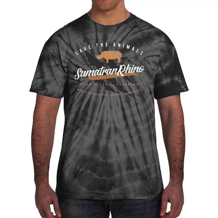 Sumatran Rhino Endangered Animals Tie-Dye T-Shirt