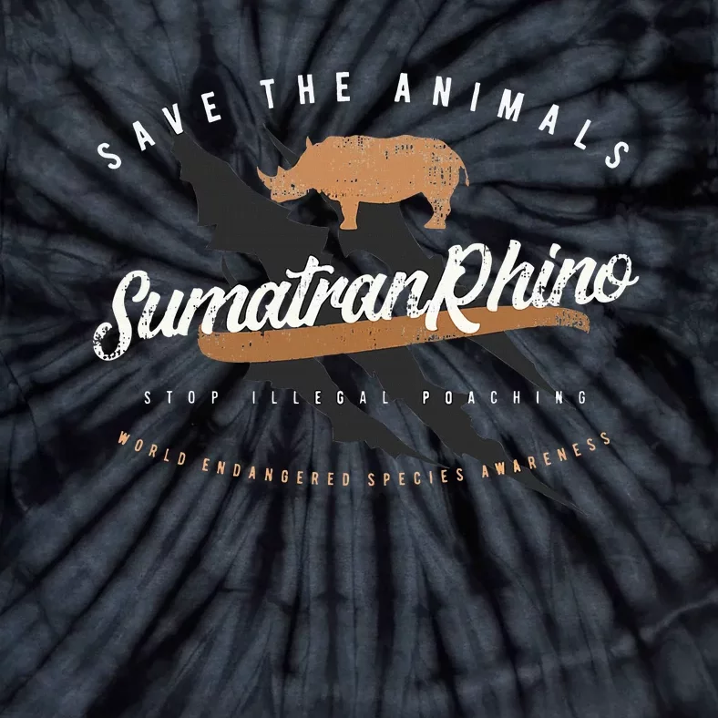 Sumatran Rhino Endangered Animals Tie-Dye T-Shirt