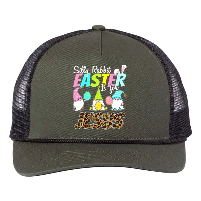 Silly Rabbit Easter Is For Jesus Gnome Religious Christian Meaningful Gift Retro Rope Trucker Hat Cap