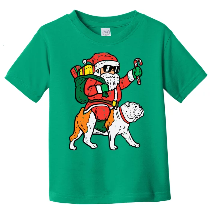 Santa Riding English Bulldog Christmas Xmas Toddler T-Shirt