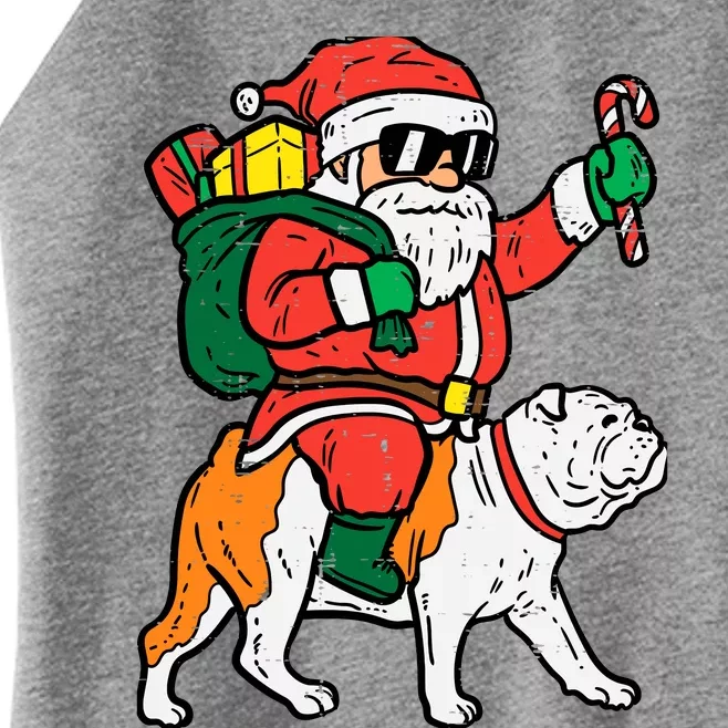 Santa Riding English Bulldog Christmas Xmas Women’s Perfect Tri Rocker Tank