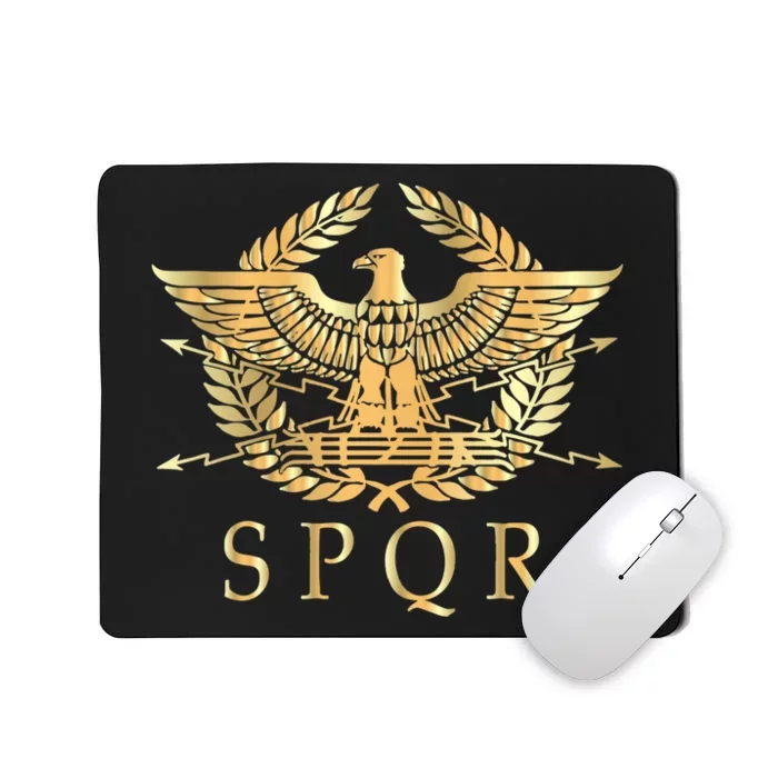 Spqr Roman Empire Standard Eagle Emblem Vintage Gold Shield Mousepad