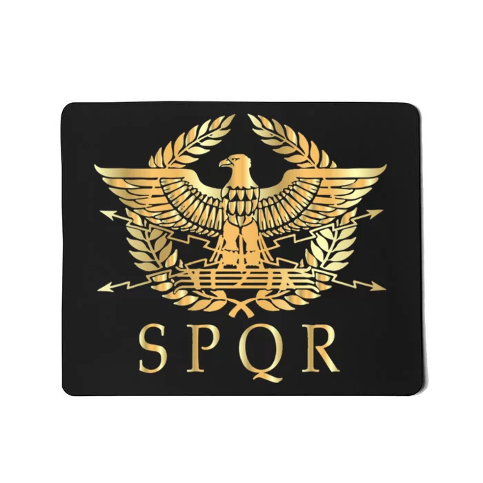 Spqr Roman Empire Standard Eagle Emblem Vintage Gold Shield Mousepad