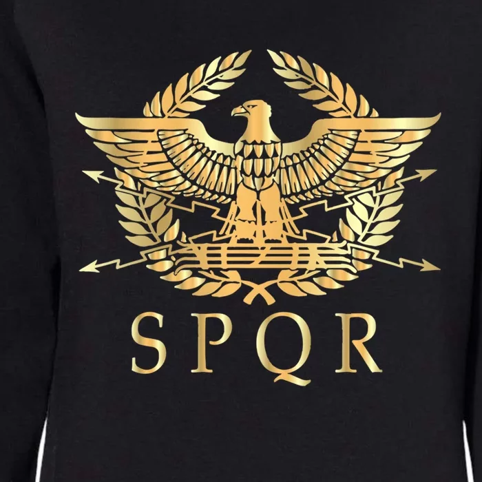 Spqr Roman Empire Standard Eagle Emblem Vintage Gold Shield Womens California Wash Sweatshirt