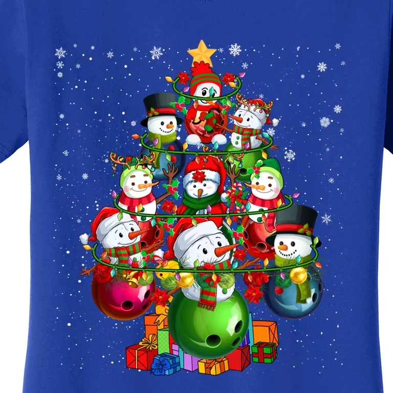 Santa Reindeer Elf Bowling Balls Snow Xmas Tree Player Gift Women's T-Shirt