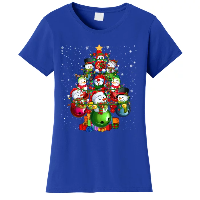 Santa Reindeer Elf Bowling Balls Snow Xmas Tree Player Gift Women's T-Shirt