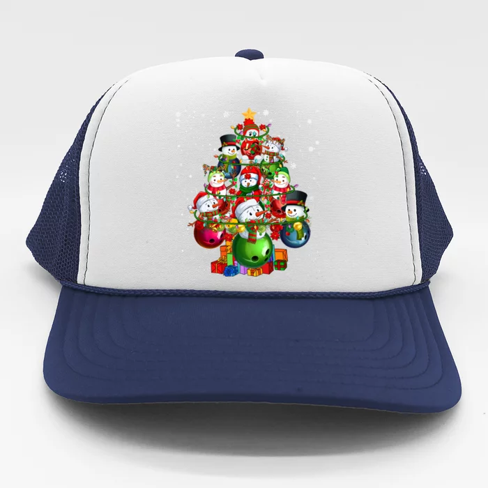 Santa Reindeer Elf Bowling Balls Snow Xmas Tree Player Gift Trucker Hat