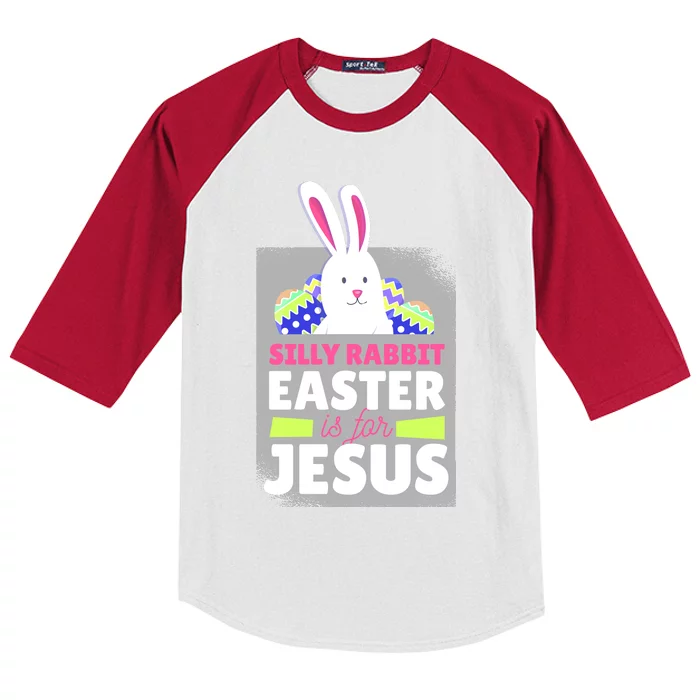 Silly Rabbit Easter Is For Jesus Funny Eggs Kids Colorblock Raglan Jersey