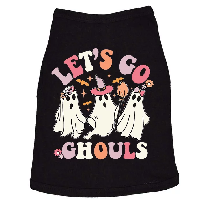 Spooky Retro Floral Ghost Costume for a Groovy Halloween Doggie Tank