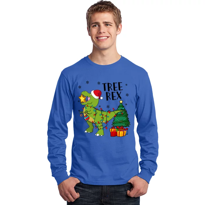 Santasaurus Rex Funny Dinosaur Chrismas Tree Rex Cool Gift Long Sleeve Shirt