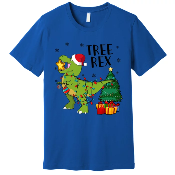 Santasaurus Rex Funny Dinosaur Chrismas Tree Rex Cool Gift Premium T-Shirt