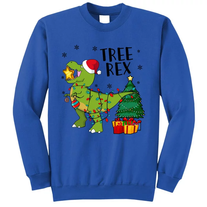 Santasaurus Rex Funny Dinosaur Chrismas Tree Rex Cool Gift Tall Sweatshirt