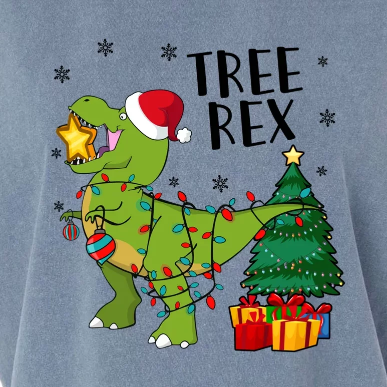 Santasaurus Rex Funny Dinosaur Chrismas Tree Rex Cool Gift Garment-Dyed Women's Muscle Tee