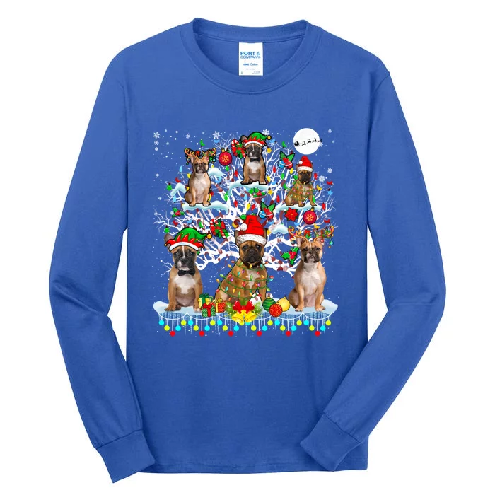 Santa Reindeer French Bulldogs On Xmas Tree Ornats Gift Tall Long Sleeve T-Shirt