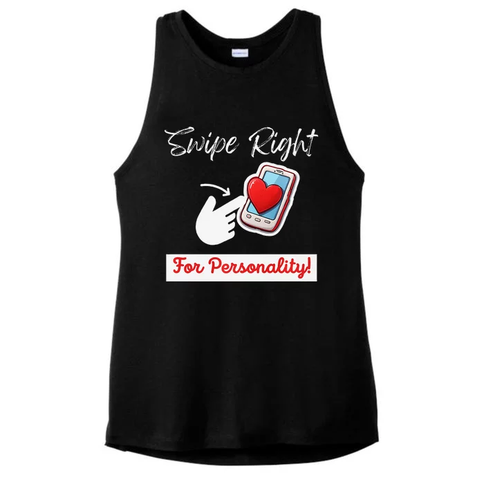 Swipe Right For Personality Humor Premium Ladies Tri-Blend Wicking Tank