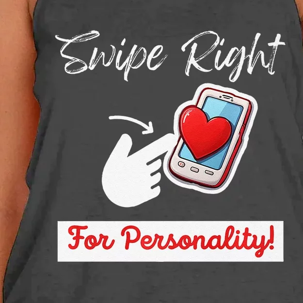 Swipe Right For Personality Humor Premium Women's Knotted Racerback Tank