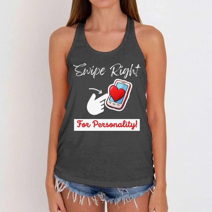 Swipe Right For Personality Humor Premium Women's Knotted Racerback Tank