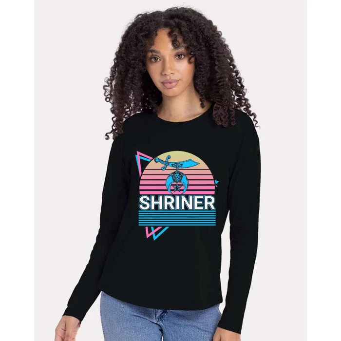 Shriner Retro Freemason Masonic Mystic Shrine Womens Cotton Relaxed Long Sleeve T-Shirt