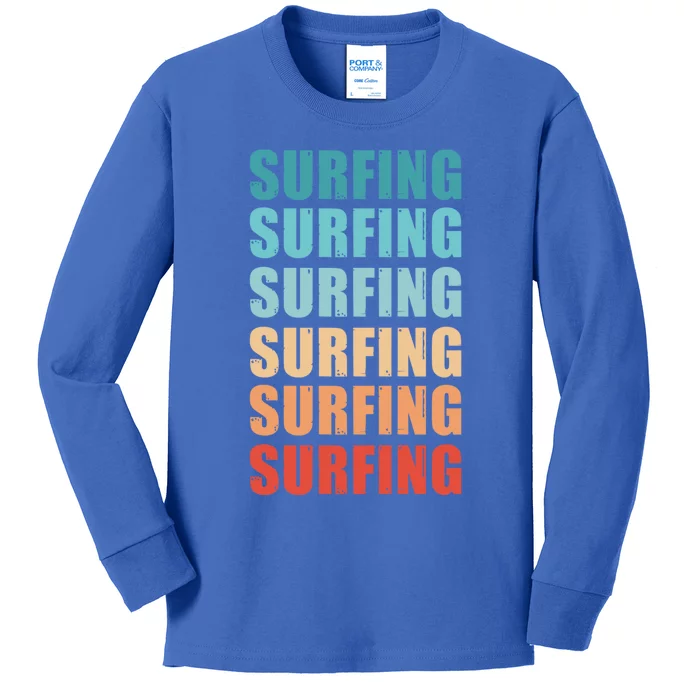 Surfing Retro Fathers Day Vintage Meaningful Gift Kids Long Sleeve Shirt