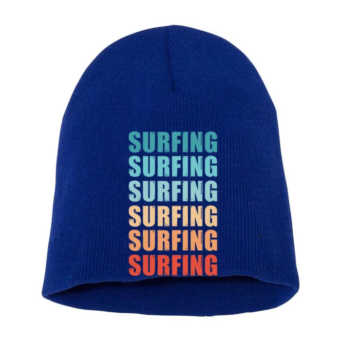 Surfing Retro Fathers Day Vintage Meaningful Gift Short Acrylic Beanie