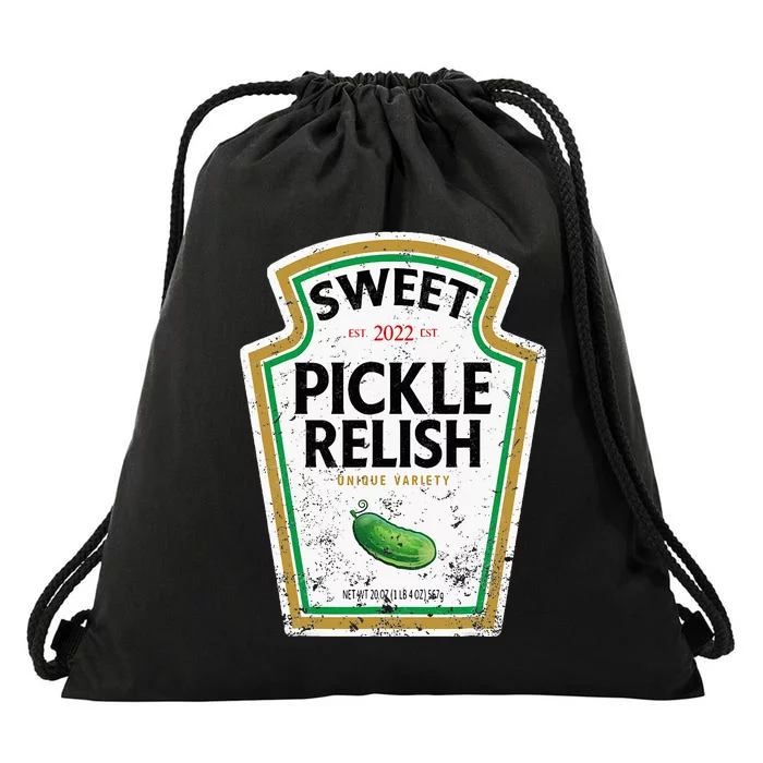 Sweet Relish Funny Halloween Condiment Green Pickle Drawstring Bag