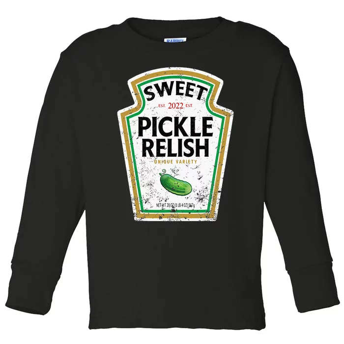 Sweet Relish Funny Halloween Condiment Green Pickle Toddler Long Sleeve Shirt