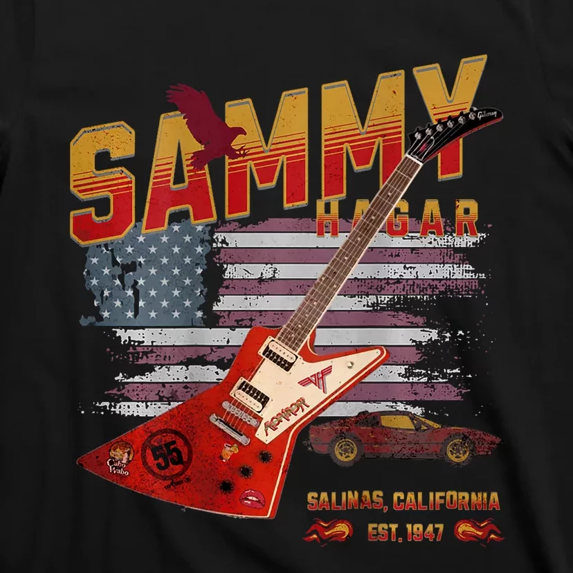 Sammy Red Guitar Rock Front Back Both Worlds Vh Concert T-Shirt