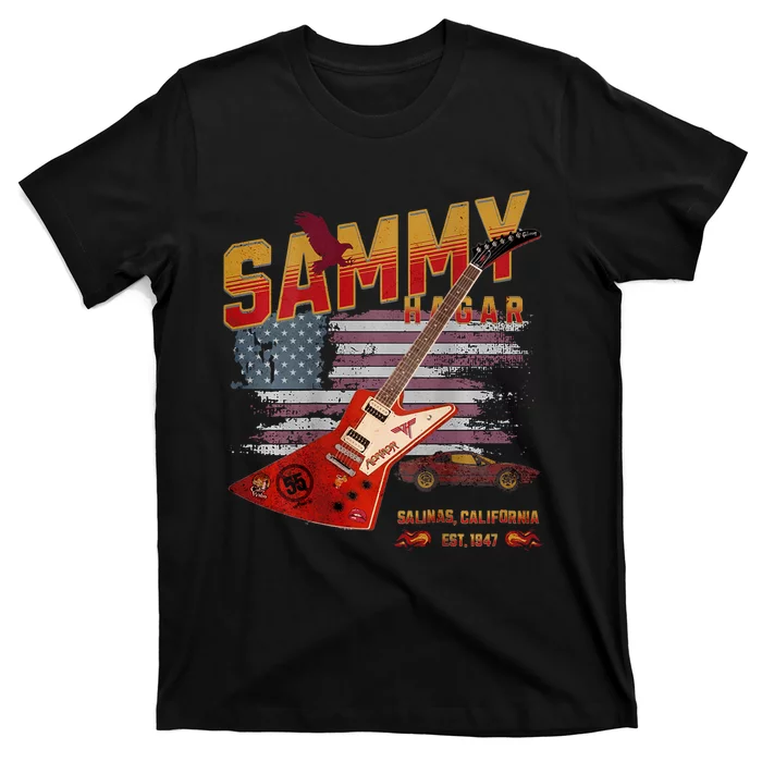 Sammy Red Guitar Rock Front Back Both Worlds Vh Concert T-Shirt