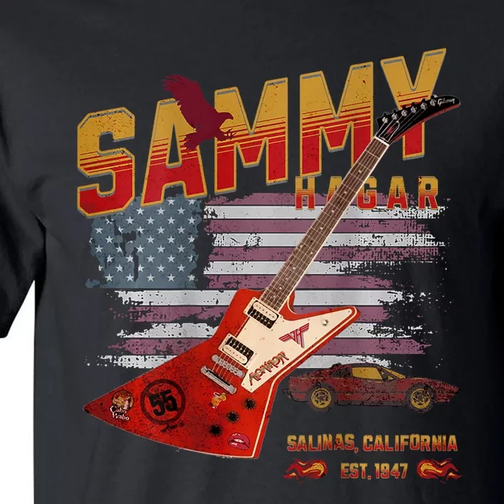 Sammy Red Guitar Rock Front Back Both Worlds Vh Concert Tall T-Shirt