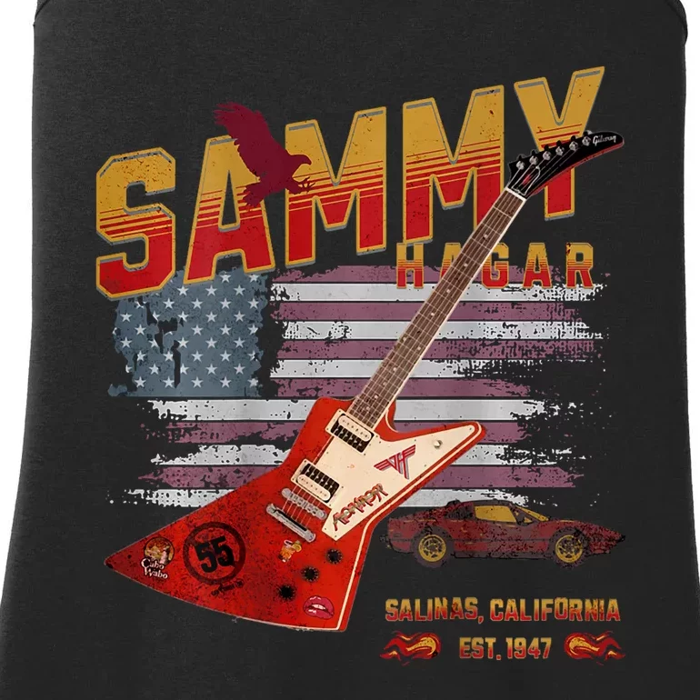 Sammy Red Guitar Rock Front Back Both Worlds Vh Concert Ladies Essential Tank