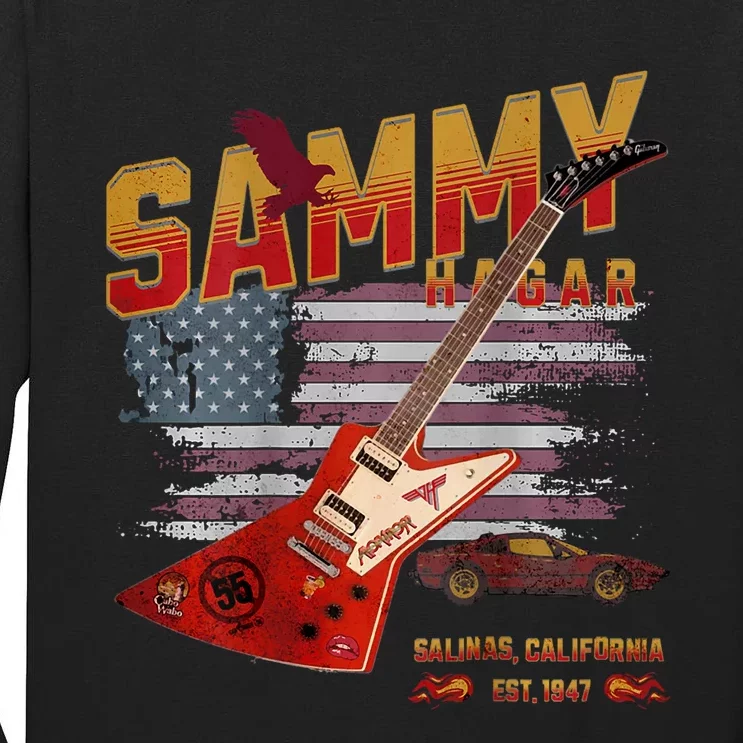 Sammy Red Guitar Rock Front Back Both Worlds Vh Concert Tall Long Sleeve T-Shirt