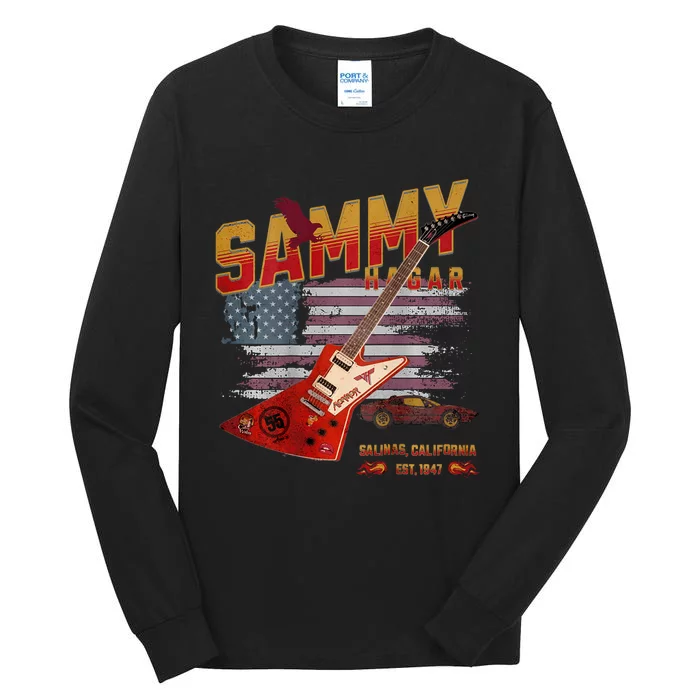 Sammy Red Guitar Rock Front Back Both Worlds Vh Concert Tall Long Sleeve T-Shirt