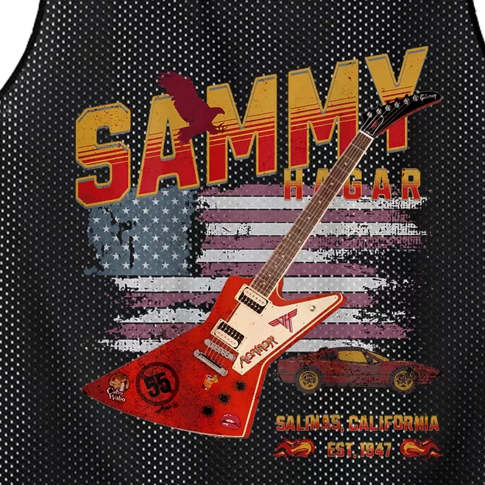 Sammy Red Guitar Rock Front Back Both Worlds Vh Concert Mesh Reversible Basketball Jersey Tank