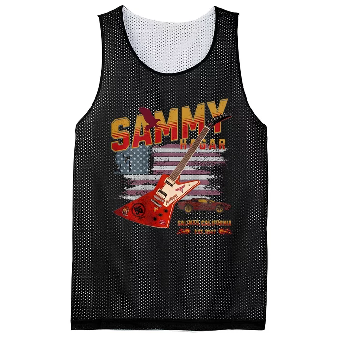 Sammy Red Guitar Rock Front Back Both Worlds Vh Concert Mesh Reversible Basketball Jersey Tank