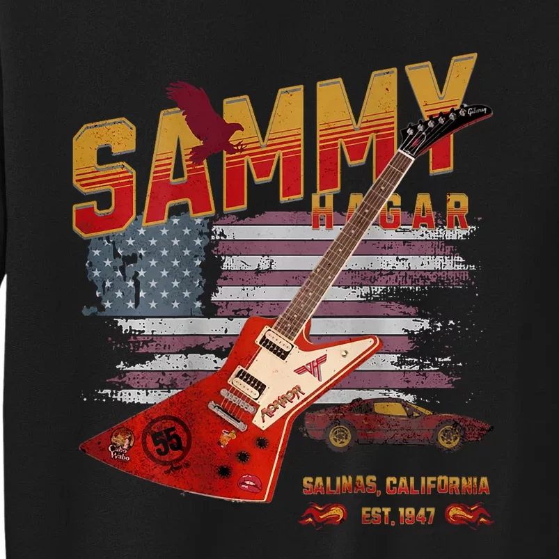 Sammy Red Guitar Rock Front Back Both Worlds Vh Concert Tall Sweatshirt