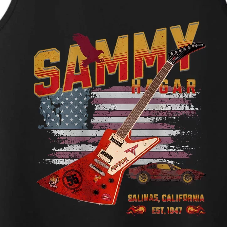 Sammy Red Guitar Rock Front Back Both Worlds Vh Concert Performance Tank