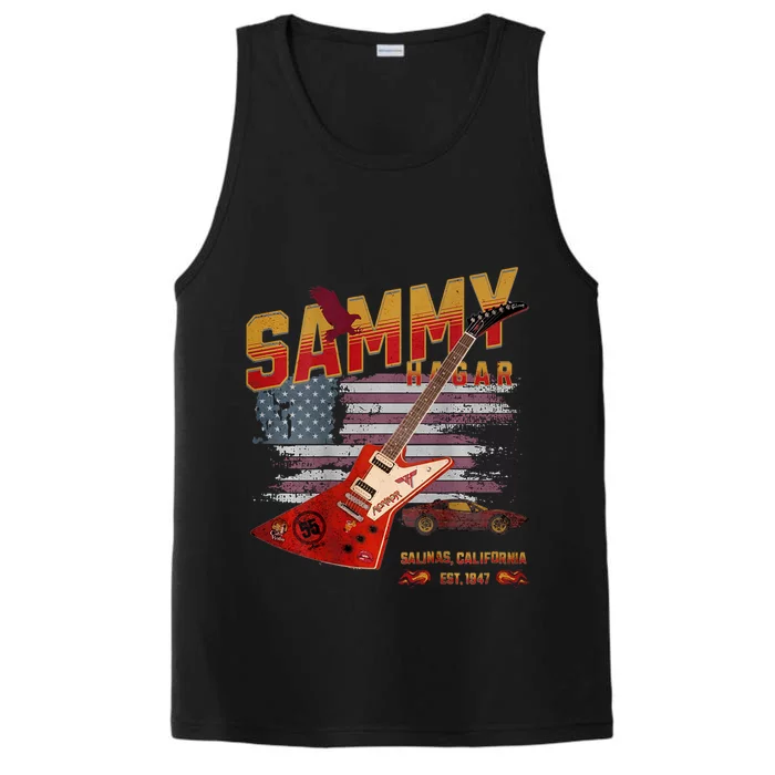 Sammy Red Guitar Rock Front Back Both Worlds Vh Concert Performance Tank