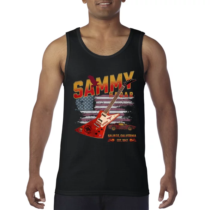 Sammy Red Guitar Rock Front Back Both Worlds Vh Concert Tank Top