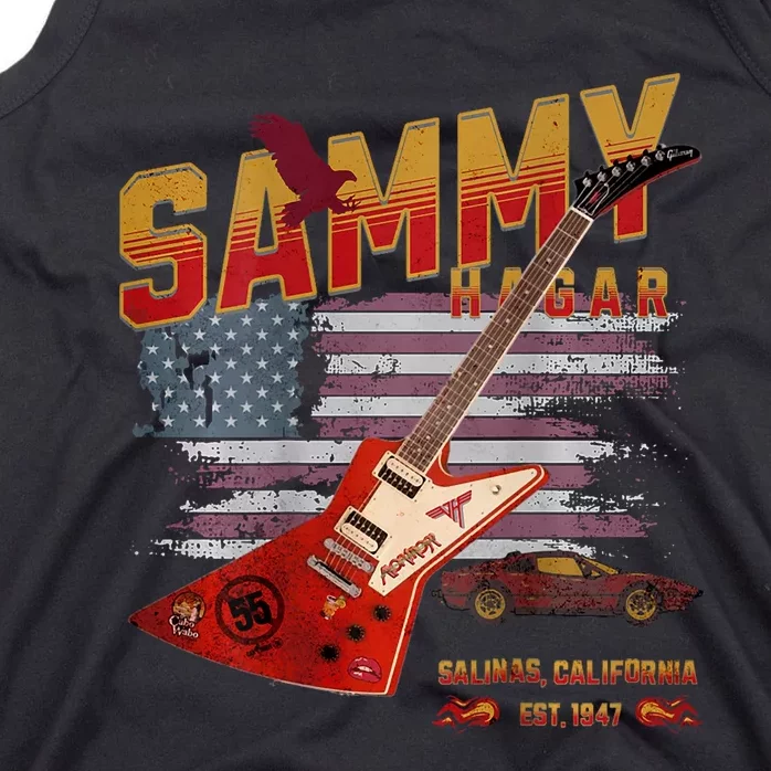 Sammy Red Guitar Rock Front Back Both Worlds Vh Concert Tank Top