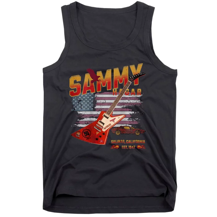 Sammy Red Guitar Rock Front Back Both Worlds Vh Concert Tank Top