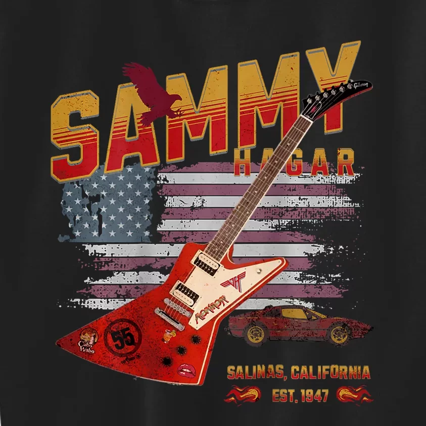 Sammy Red Guitar Rock Front Back Both Worlds Vh Concert Kids Sweatshirt