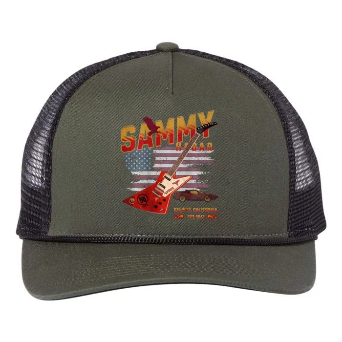 Sammy Red Guitar Rock Front Back Both Worlds Vh Concert Retro Rope Trucker Hat Cap